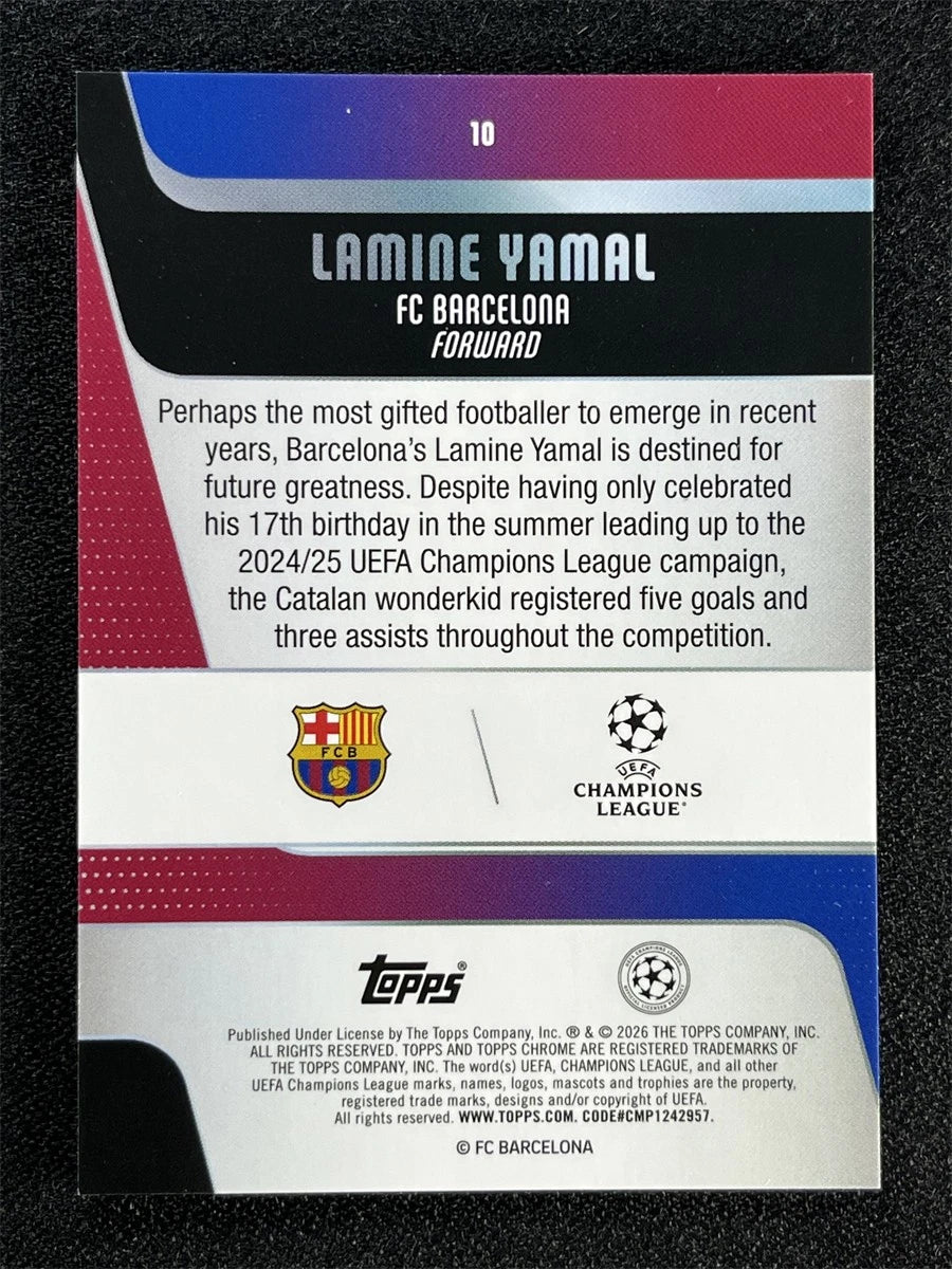 2025-26 Topps Chrome UEFA Lamine Yamal #10 Teal Refractor Barcelona /299