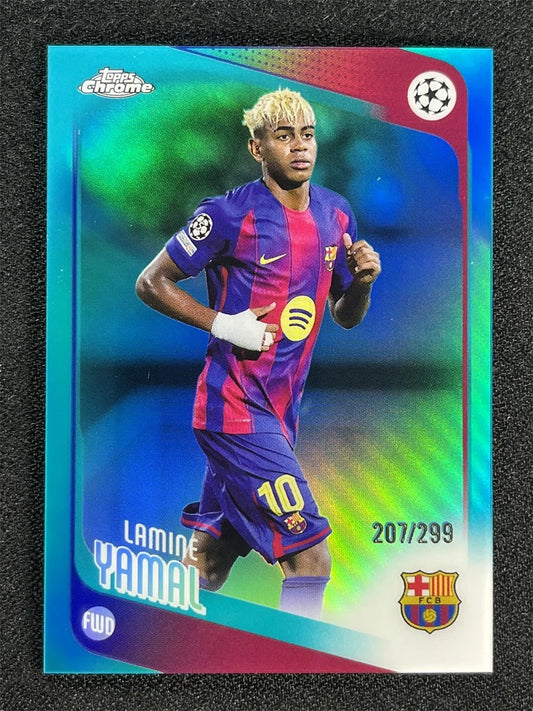2025-26 Topps Chrome UEFA Lamine Yamal #10 Teal Refractor Barcelona /299