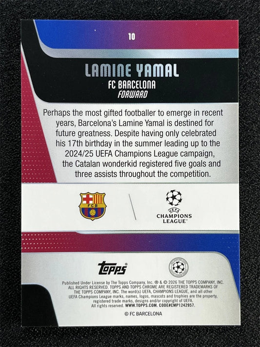 2025-26 Topps Chrome UEFA Lamine Yamal #10 Teal Refractor Barcelona /299
