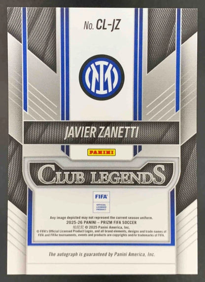Javier Zanetti 2025-26 Panini Prizm FIFA Club Legends Signatures Auto Milano